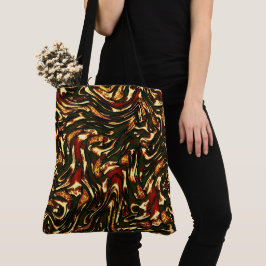Verkleurde roodbruine en gele rondingen tote bag