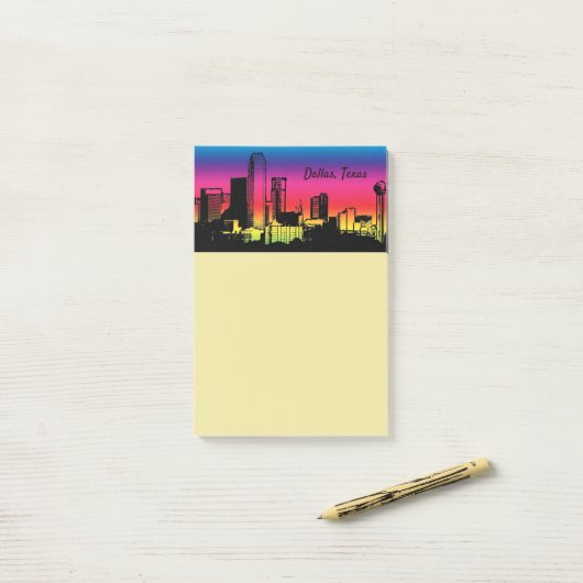 Verkleurde Skyline Dallas Post-it® Notes (Op bureau)