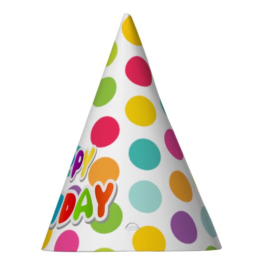 Verkleurde verjaardag met Polka-Stippen Feesthoedjes (Rechts)