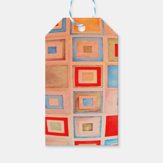 Verkleurde vierkanten cadeaulabel (Voorkant)