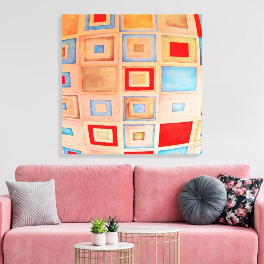 Verkleurde vierkanten canvas afdruk (Insitu (Woonkamer))