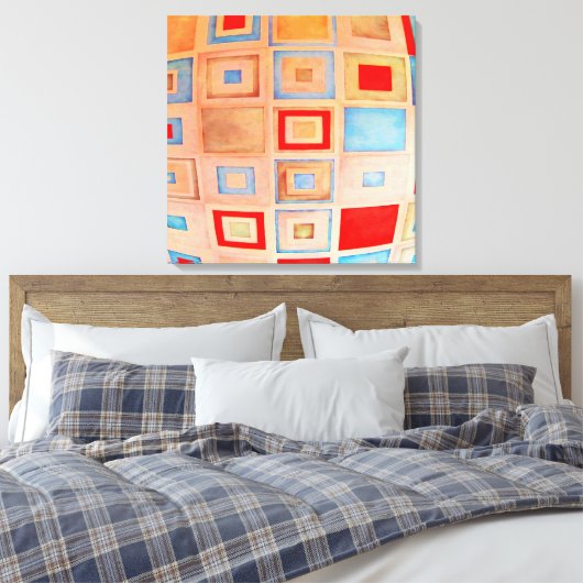 Verkleurde vierkanten canvas afdruk (Insitu (Slaapkamer))