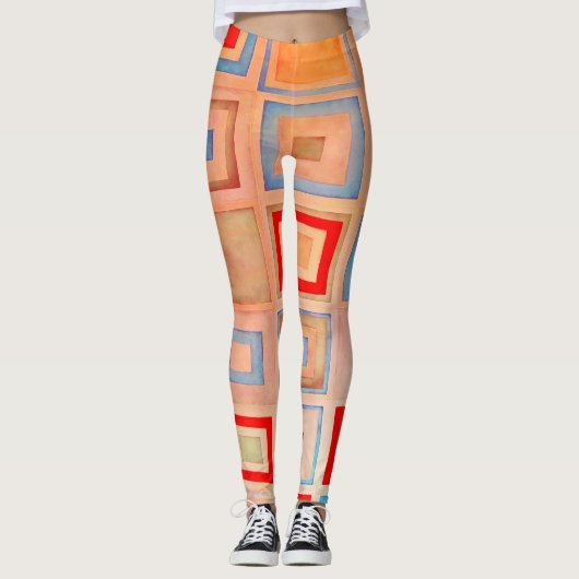 Verkleurde vierkanten leggings (Voorkant)