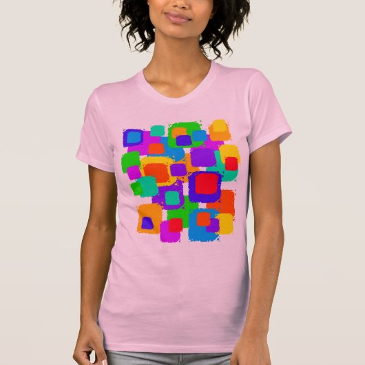 Verkleurde vierkantjes t-shirt (Voorkant)