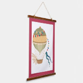 Verkleurde vlaggen Groene Steampunk Hot Air ballon Hangend Wandkleed (Gebogen)