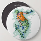 Verkleurde vliegskater, grappige illustratie ronde button 6,0 cm (Voorkant /achterkant)