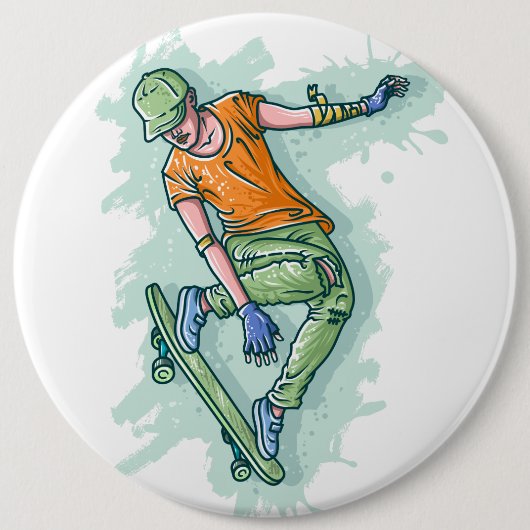 Verkleurde vliegskater, grappige illustratie ronde button 6,0 cm (Voorkant)