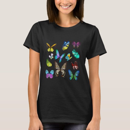 Verkleurde vlinder t-shirt (Voorkant)
