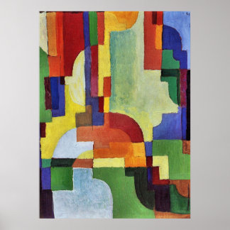 Verkleurde vormen (I) door August Macke Poster