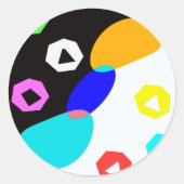 Verkleurde vormen ronde sticker (Voorkant)