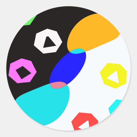 Verkleurde vormen ronde sticker (Voorkant)