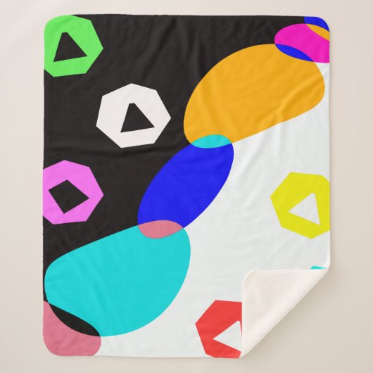 Verkleurde vormen sherpa deken (Voorkant)