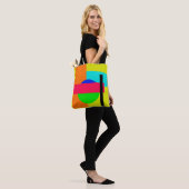 Verkleurde vormen tote bag (Op model)