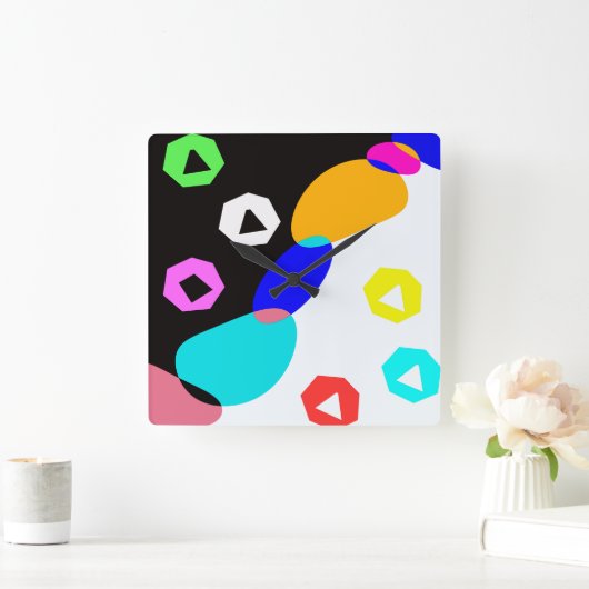 Verkleurde vormen vierkante klok (Huis)