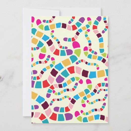 Verkleurde Worms-uitnodigingen Kaart (Voorkant)