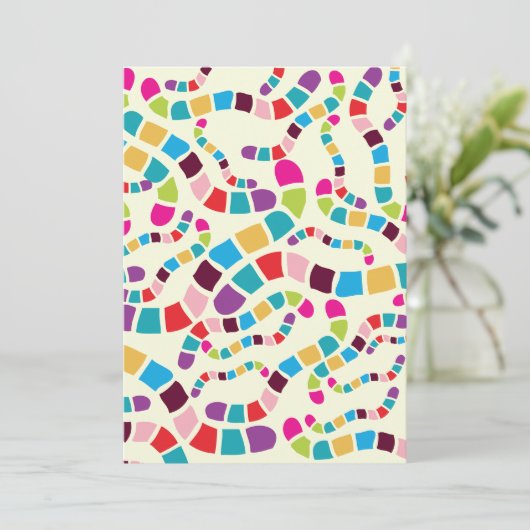 Verkleurde Worms-uitnodigingen Kaart (Staand voorkant)