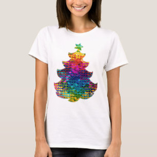 Verkleuring van de kerstboom met meerdere kleuren. t-shirt