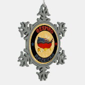Verkleuring van de kerstboom van de Duitse Amerika Tin Sneeuwvlok Ornament (Links)