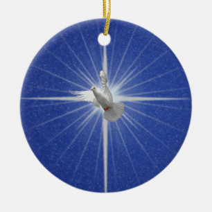 Verkleuring van de Peace Dove-kerstboom Keramisch Ornament