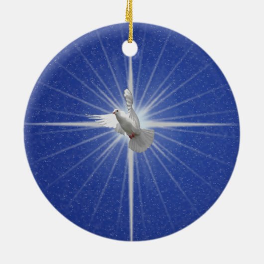 Verkleuring van de Peace Dove-kerstboom Keramisch Ornament (Achterkant)