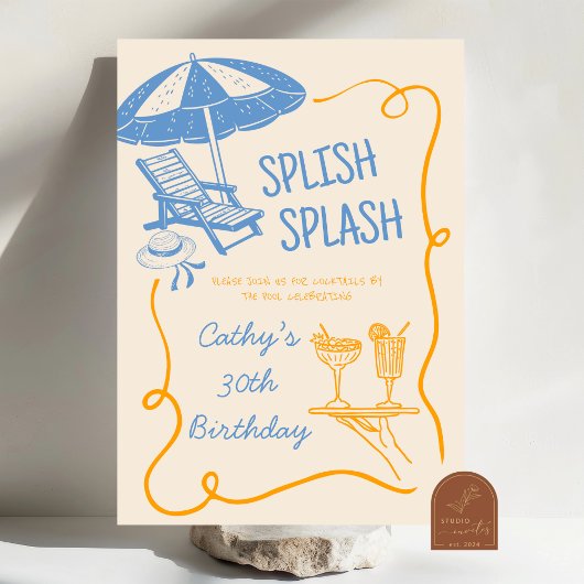 Verknipt Splish Splash Zomer Cocktail Verjaardag Kaart