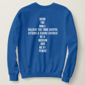 Verknipte Kerk Dames Varsity Blauwe Campus Trui (Design achterkant)