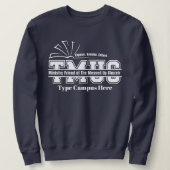 Verknipte Kerk Dames Varsity Navy Campus  Trui (Design voorkant)