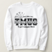 Verknipte Kerk Dames Varsity Wit Campus Trui (Design voorkant)