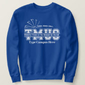 Verknipte Kerk Heren Varsity Blauwe Campus Trui (Design voorkant)