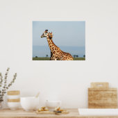 Verknuffelen van moeder en baby giraf poster (Keuken)