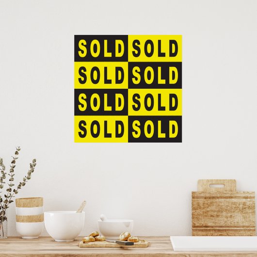 verkocht bord geel zwart poster (Keuken)