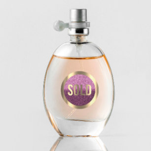 Verkocht Eggplant Paars Metalli Real Estate Agent Ronde Sticker