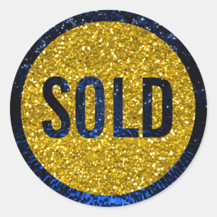 Verkocht Glitter Blue Navy Gold Real Estate Agent Ronde Sticker