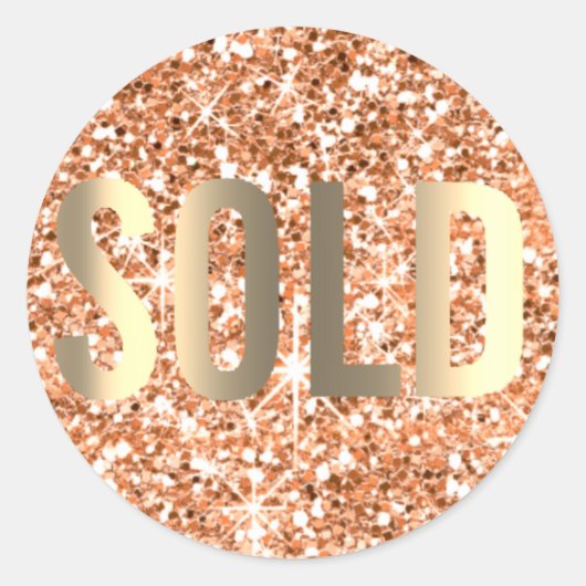 Verkocht Glitter Copper Gold Real Estate Agent Ronde Sticker (Voorkant)