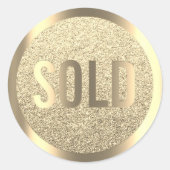 Verkocht Glitter Sepia Faux Gold Real Estate Agent Ronde Sticker (Voorkant)