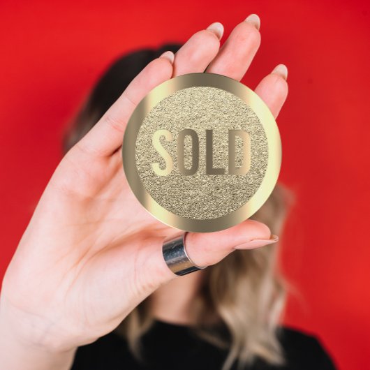 Verkocht Glitter Sepia Faux Gold Real Estate Agent Ronde Sticker