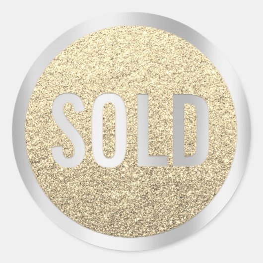 Verkocht Glitter Silver Gold Real Estate Agent Ronde Sticker (Voorkant)