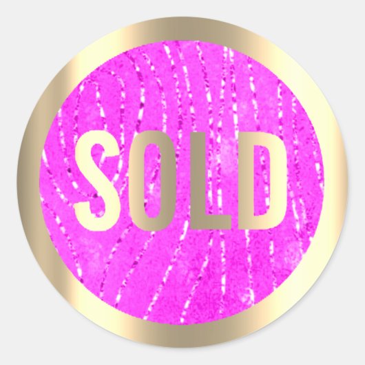 Verkocht Gold Pink Fuchsia Lux Estate Agent Ronde Sticker (Voorkant)