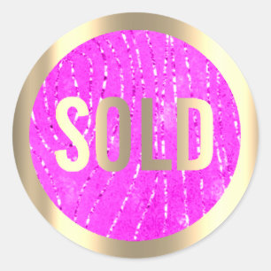 Verkocht Gold Pink Fuchsia Lux Estate Agent Ronde Sticker