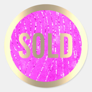 Verkocht Gold Pink Metallic Estate Agent Ronde Sticker
