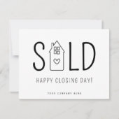 Verkocht Happy Closing Day Real Estate Heart House Kaart (Voorkant)