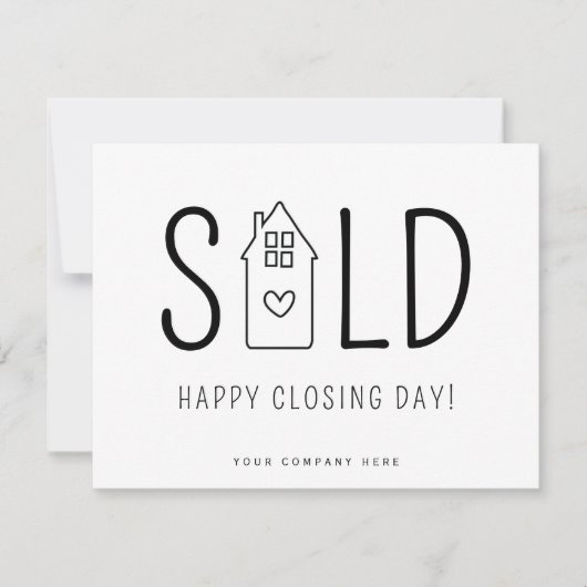 Verkocht Happy Closing Day Real Estate Heart House Kaart (Voorkant)