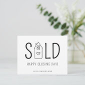 Verkocht Happy Closing Day Real Estate Heart House Kaart (Staand voorkant)
