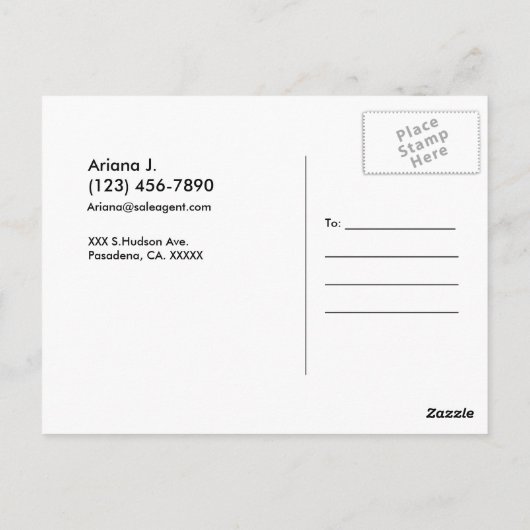 VERKOCHT onroerend goed Advert verkoopagent gestro Briefkaart (Achterkant)