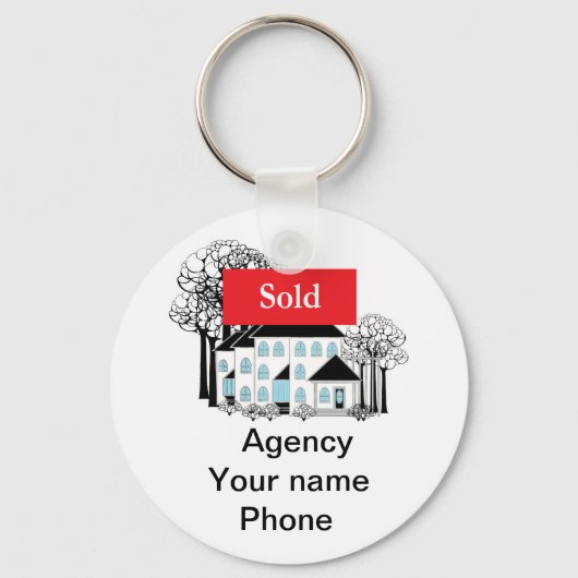 Verkocht onroerend goed promoot je bedrijf sleutelhanger (Voorkant)