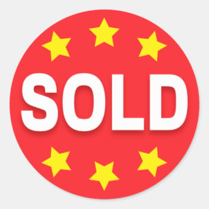 Verkocht retail stickers met sterretjes, rood wit