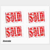 Verkocht Rood rubber stempel effect Rechthoekige Sticker (Vel)