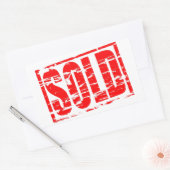 Verkocht Rood rubber stempel effect Rechthoekige Sticker (Envelop)