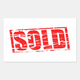 Verkocht Rood rubber stempel effect Rechthoekige Sticker