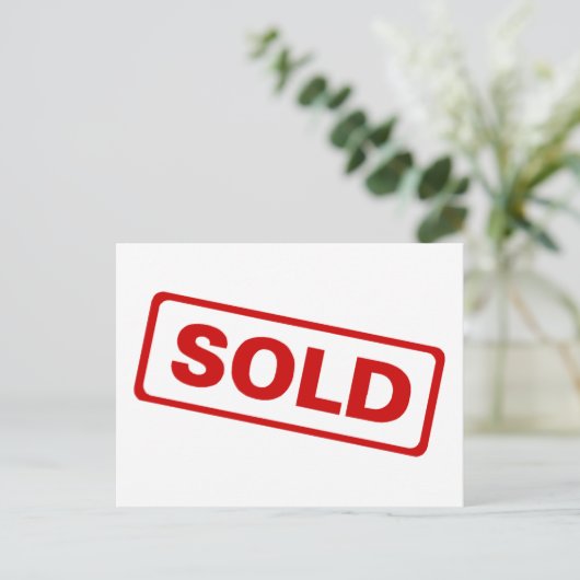 Verkocht teken briefkaart (Staand voorkant)